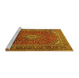 Sideview of Machine Washable Persian Yellow Traditional Rug, wshtr2872yw