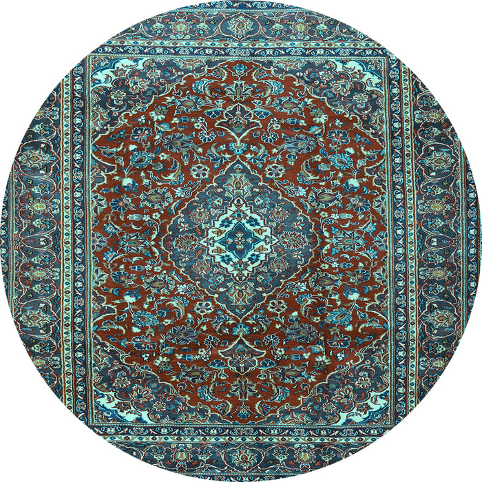 Round Machine Washable Persian Light Blue Traditional Rug, wshtr2872lblu