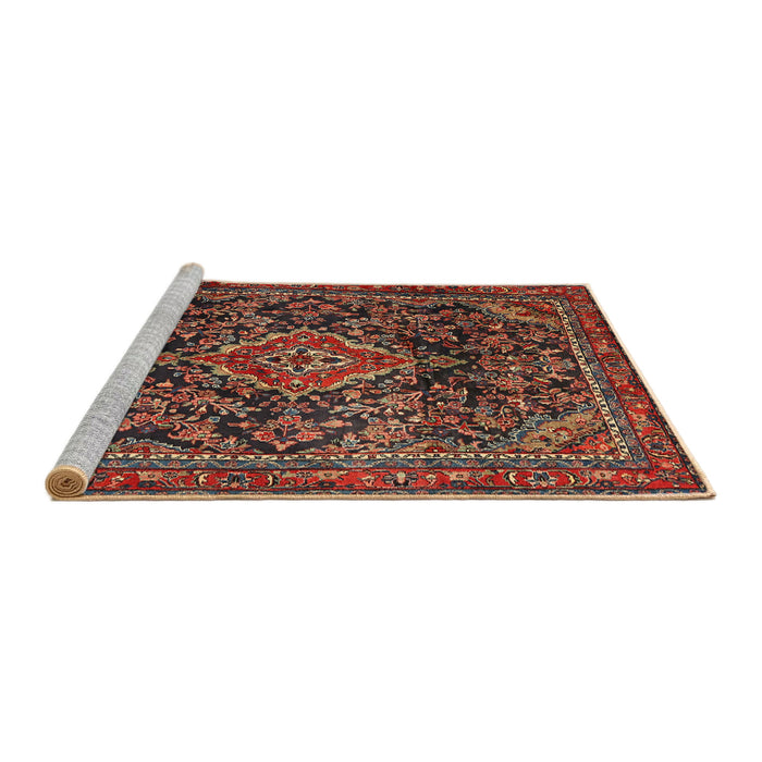 Sideview of Machine Washable Traditional Saffron Red Rug, wshtr2873
