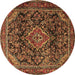 Round Persian Brown Traditional Rug, tr2873brn