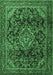 Machine Washable Persian Emerald Green Traditional Area Rugs, wshtr2873emgrn