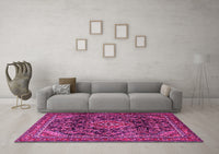 Machine Washable Persian Pink Traditional Rug, wshtr2873pnk