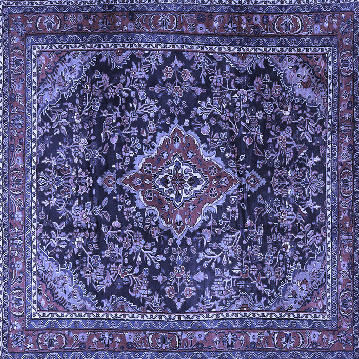 Square Machine Washable Persian Blue Traditional Rug, wshtr2873blu