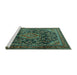 Sideview of Machine Washable Persian Turquoise Traditional Area Rugs, wshtr2873turq