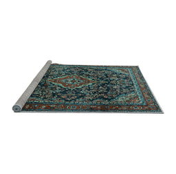 Sideview of Machine Washable Persian Light Blue Traditional Rug, wshtr2873lblu