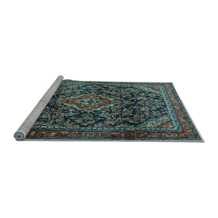Sideview of Machine Washable Persian Light Blue Traditional Rug, wshtr2873lblu