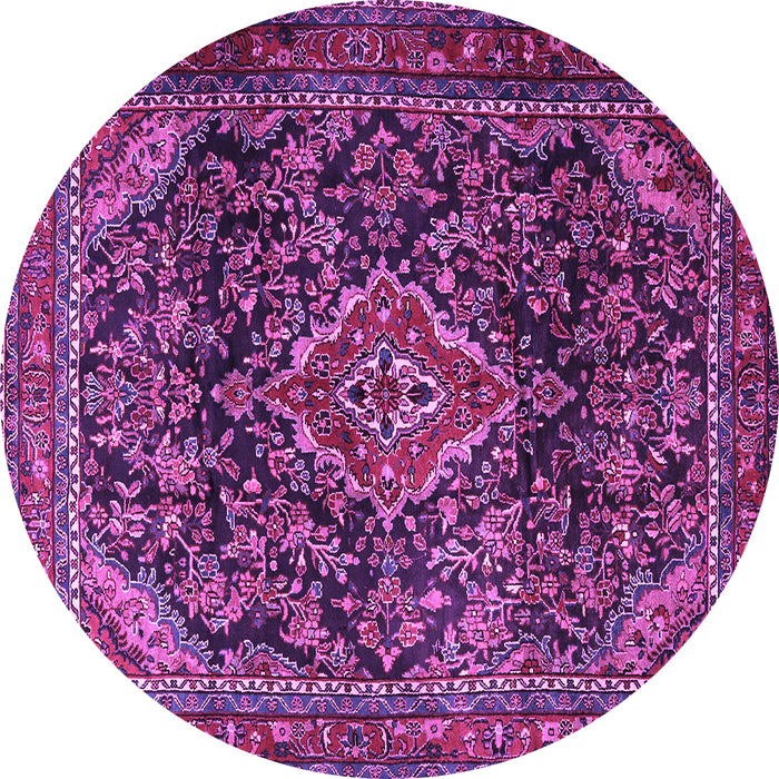 Round Persian Purple Traditional Rug, tr2873pur