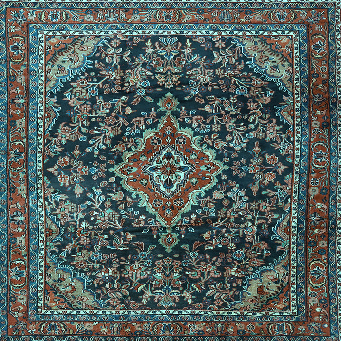 Square Machine Washable Persian Light Blue Traditional Rug, wshtr2873lblu