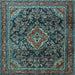 Square Machine Washable Persian Light Blue Traditional Rug, wshtr2873lblu