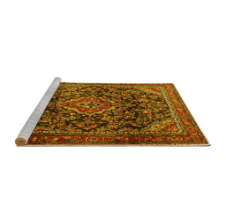 Sideview of Machine Washable Persian Yellow Traditional Rug, wshtr2873yw