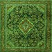 Round Machine Washable Persian Green Traditional Area Rugs, wshtr2873grn