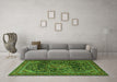 Machine Washable Persian Green Traditional Area Rugs in a Living Room,, wshtr2873grn