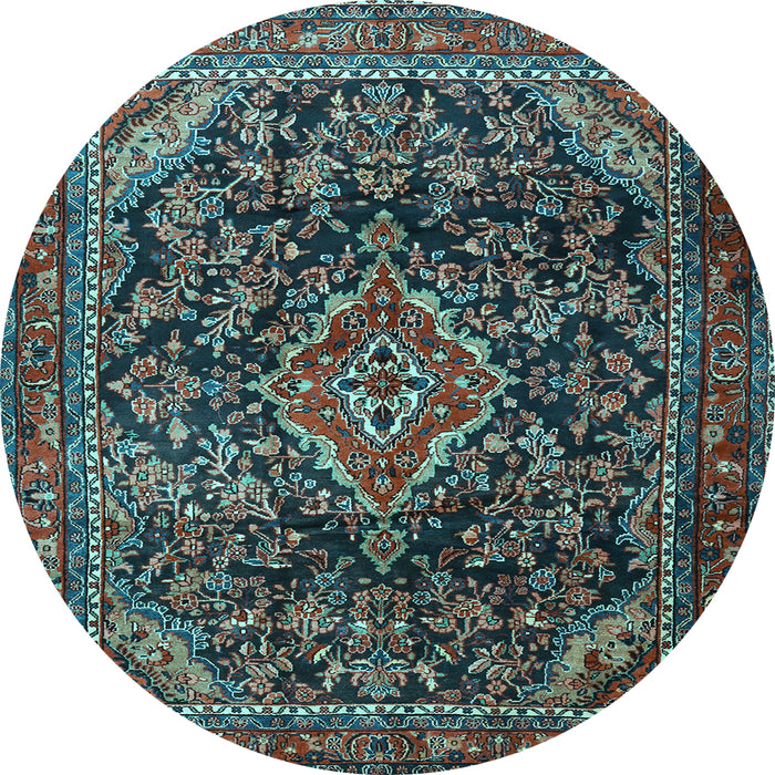 Round Machine Washable Persian Light Blue Traditional Rug, wshtr2873lblu