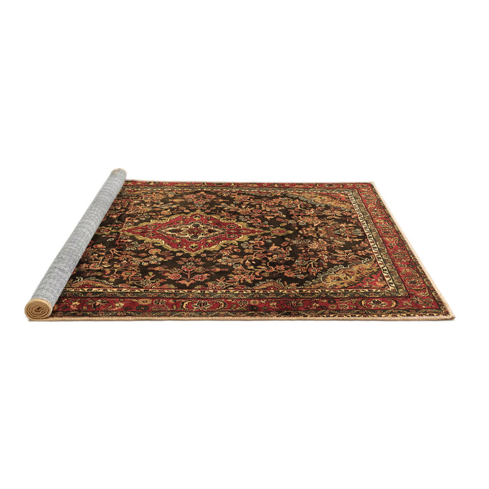 Sideview of Machine Washable Persian Brown Traditional Rug, wshtr2873brn