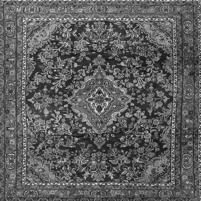 Round Machine Washable Persian Gray Traditional Rug, wshtr2873gry