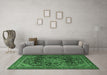 Machine Washable Persian Emerald Green Traditional Area Rugs in a Living Room,, wshtr2873emgrn