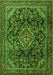 Serging Thickness of Machine Washable Persian Green Traditional Area Rugs, wshtr2873grn