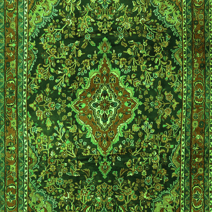 Serging Thickness of Machine Washable Persian Green Traditional Area Rugs, wshtr2873grn