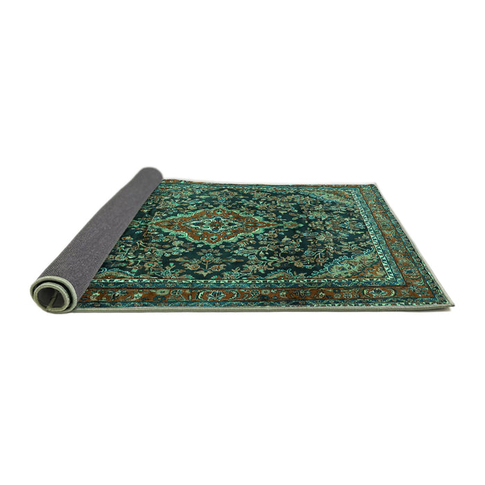 Sideview of Persian Turquoise Traditional Rug, tr2873turq