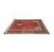 Sideview of Machine Washable Traditional Light Copper Gold Rug, wshtr2874