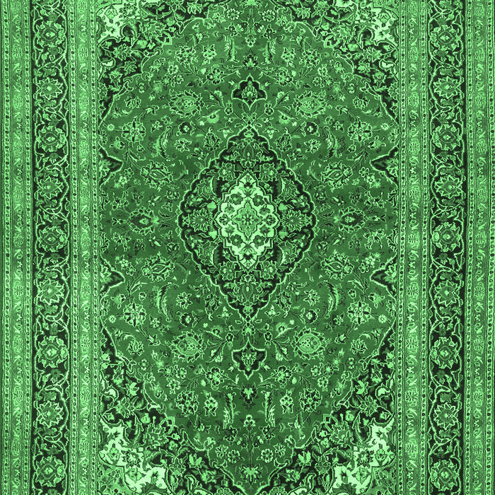 Machine Washable Medallion Emerald Green Traditional Area Rugs, wshtr2874emgrn