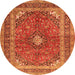 Machine Washable Medallion Orange Traditional Area Rugs, wshtr2874org