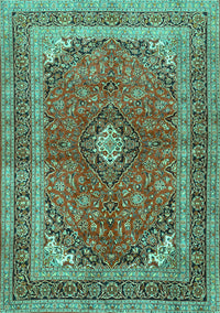 Medallion Turquoise Traditional Rug, tr2874turq