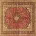 Square Medallion Brown Traditional Rug, tr2874brn