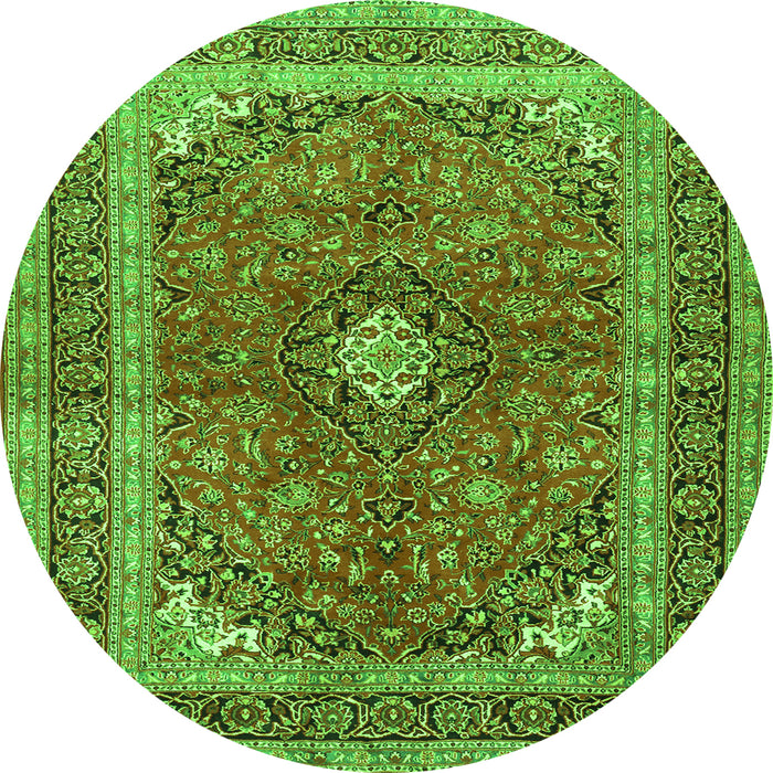 Square Medallion Green Traditional Rug, tr2874grn