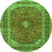 Square Medallion Green Traditional Rug, tr2874grn