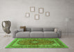 Machine Washable Medallion Green Traditional Area Rugs in a Living Room,, wshtr2874grn