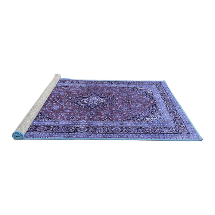 Sideview of Machine Washable Medallion Blue Traditional Rug, wshtr2874blu