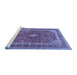 Sideview of Machine Washable Medallion Blue Traditional Rug, wshtr2874blu