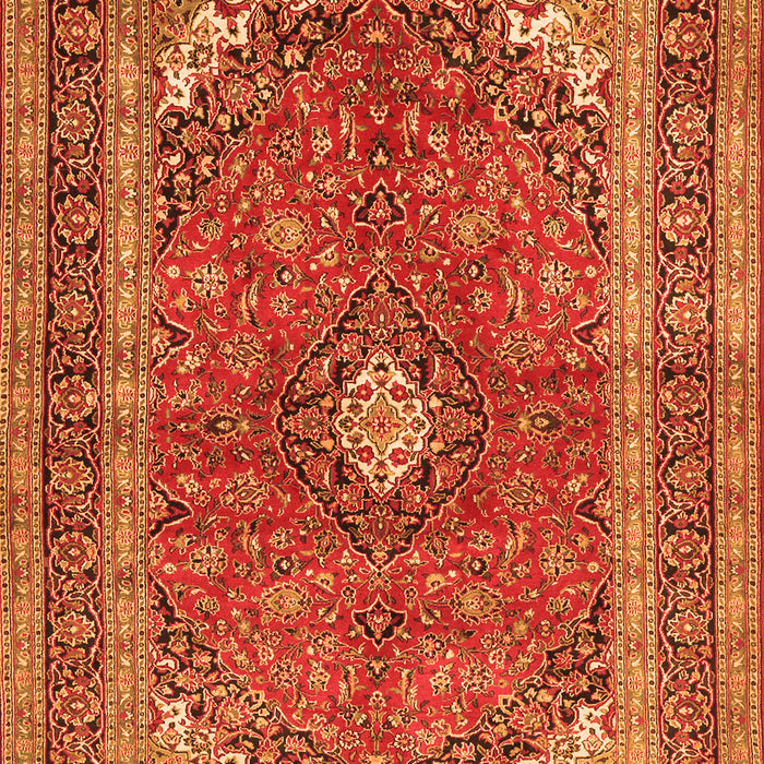 Serging Thickness of Machine Washable Medallion Orange Traditional Area Rugs, wshtr2874org