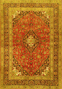 Medallion Yellow Traditional Rug, tr2874yw