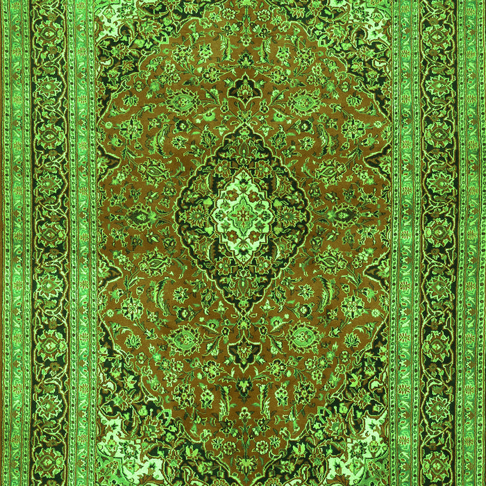 Serging Thickness of Machine Washable Medallion Green Traditional Area Rugs, wshtr2874grn