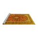 Sideview of Machine Washable Medallion Yellow Traditional Rug, wshtr2874yw