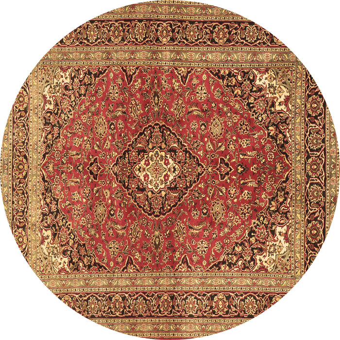 Round Medallion Brown Traditional Rug, tr2874brn