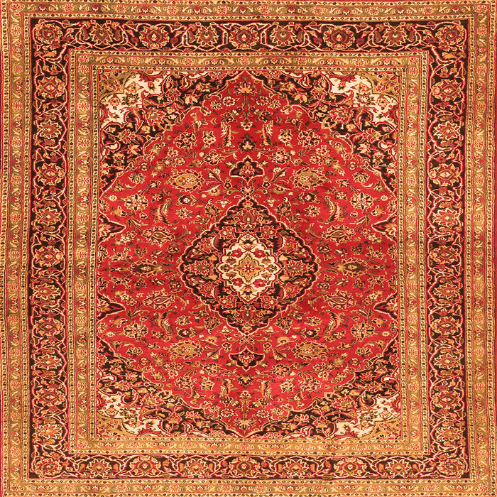 Serging Thickness of Medallion Orange Traditional Rug, tr2874org