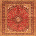 Serging Thickness of Medallion Orange Traditional Rug, tr2874org