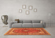 Machine Washable Medallion Orange Traditional Area Rugs in a Living Room, wshtr2874org