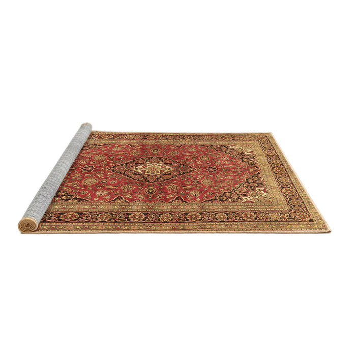 Sideview of Machine Washable Medallion Brown Traditional Rug, wshtr2874brn