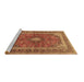 Sideview of Machine Washable Medallion Brown Traditional Rug, wshtr2874brn