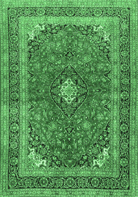 Medallion Emerald Green Traditional Rug, tr2874emgrn