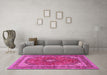 Machine Washable Medallion Pink Traditional Rug in a Living Room, wshtr2874pnk