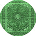 Round Medallion Emerald Green Traditional Rug, tr2874emgrn