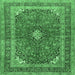 Square Medallion Emerald Green Traditional Rug, tr2874emgrn