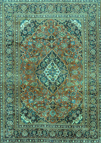 Medallion Turquoise Traditional Rug, tr2875turq