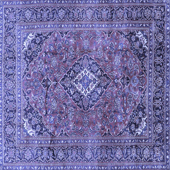 Square Machine Washable Medallion Blue Traditional Rug, wshtr2875blu