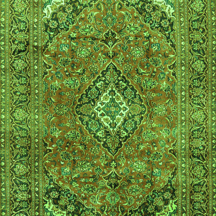 Serging Thickness of Machine Washable Medallion Green Traditional Area Rugs, wshtr2875grn
